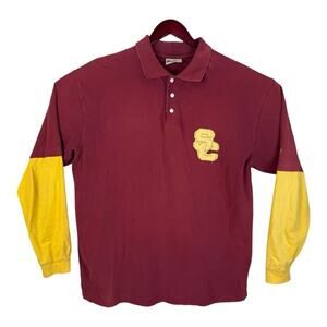 Russell Athletic USC Trojans Polo Shirt Men's XXL 2XL Red College Long Sleeve